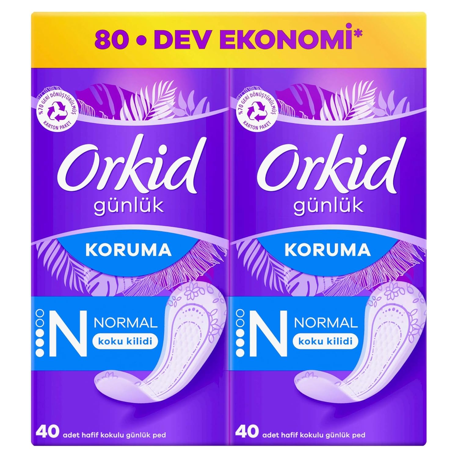 Orkid Günlük Ped Normal Dev Ekonomi Paket 80 Adet Ped