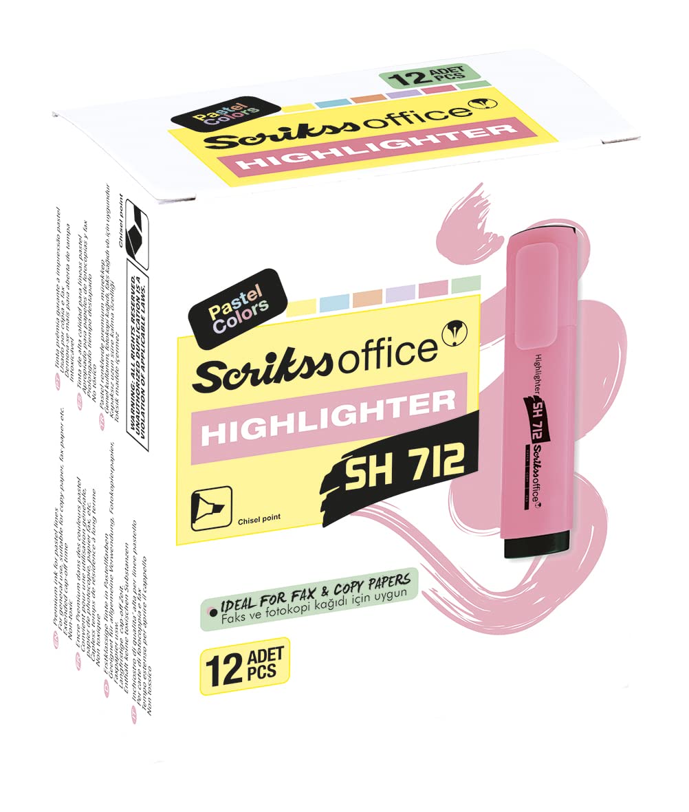 Scrikss Office Sh712 Fosforlu Pastel Kalem 12'lik Ambalaj Pastel Turuncu