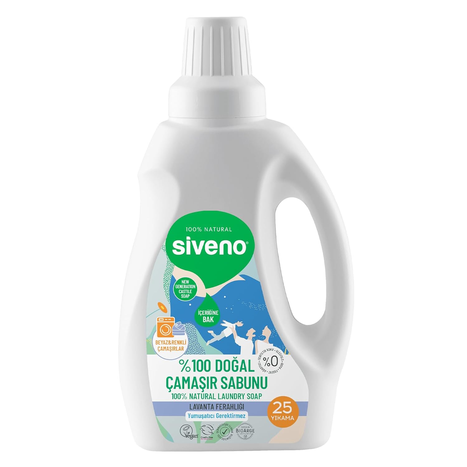 Siveno %100 Doğal Çamaşır Sabunu Bitkisel Deterjan Yumuşatıcı Gerektirmez Konsantre Vegan 750 ml