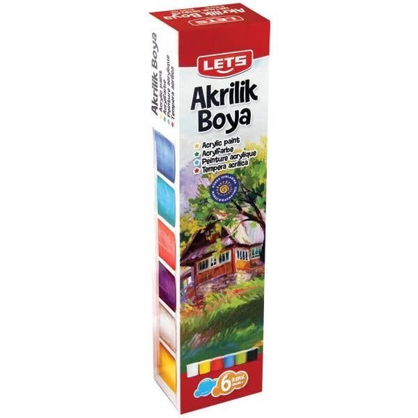Lets Akrilik Boya Ana Renkler 25mg. 6 Renk