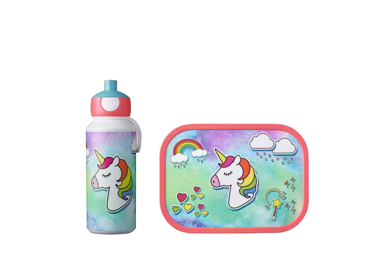 Mepal 74101 Campus komple okul günü Egzersiz veya spor için de idealdir. Yemek Seti bir Pop-up içecek şişesi ve Bento ilacı bulunan bir beslenme kutusundan oluşur, plastik, boynuz