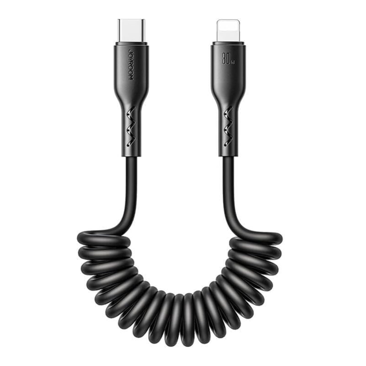 Joyroom SA38-CL3 Easy-Travel Serisi 30 W Spiral Kablo Tip C Lightning Hızlı Şarj Veri Kablosu, Araç için, 1,5 m Uzunluk, Siyah