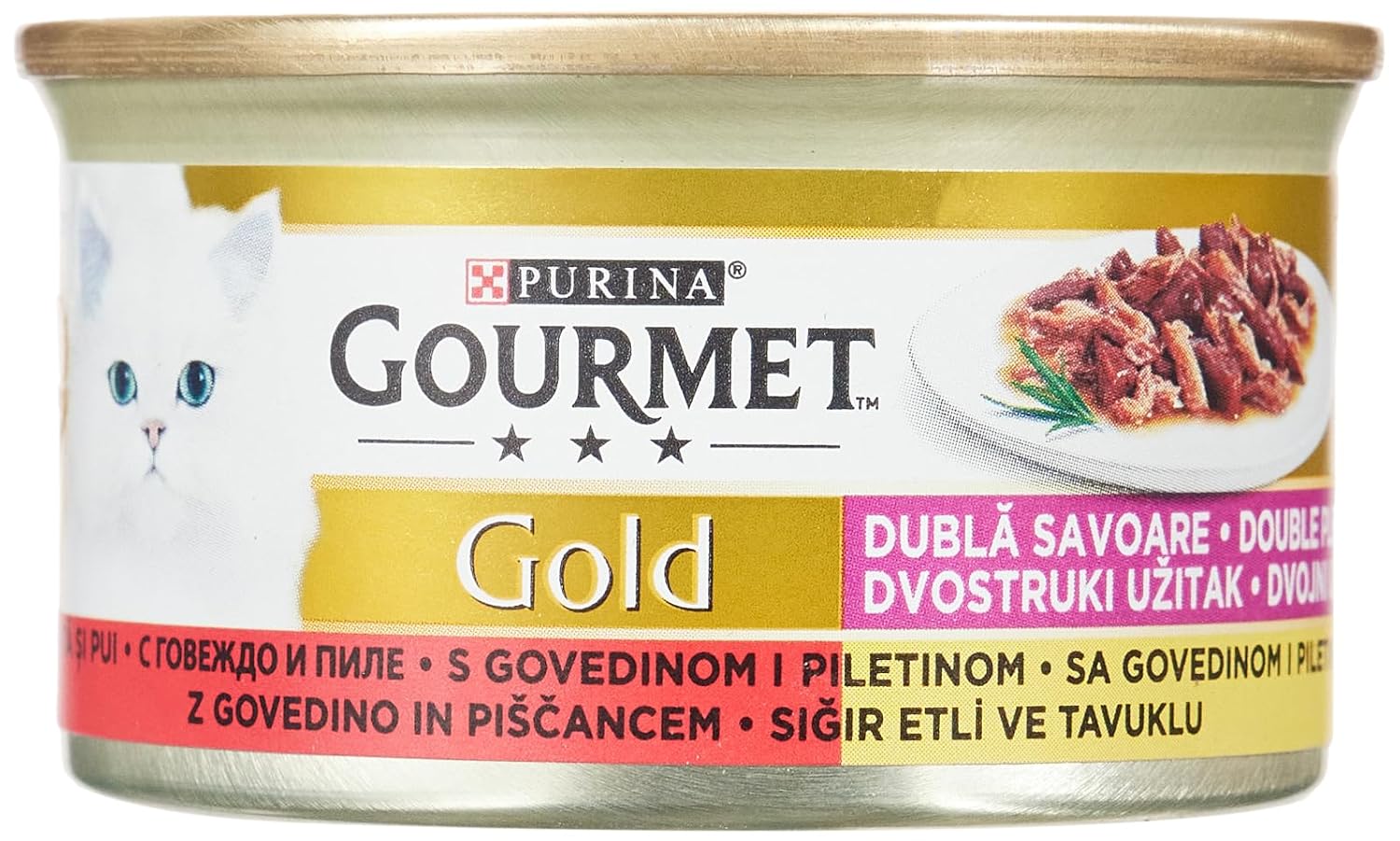 Gourmet Gold Çifte Lezzet Sığır Etli&Tavuklu Yaş Kedi Maması, 85 g