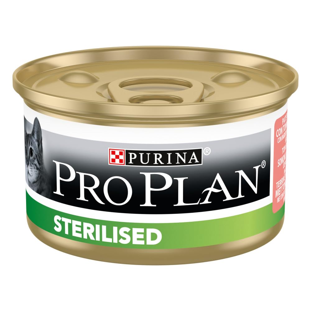 PRO PLAN Sterilised Somonlu ve Ton Balıklı Konserve Yaş Kedi Maması, 85 g x 24