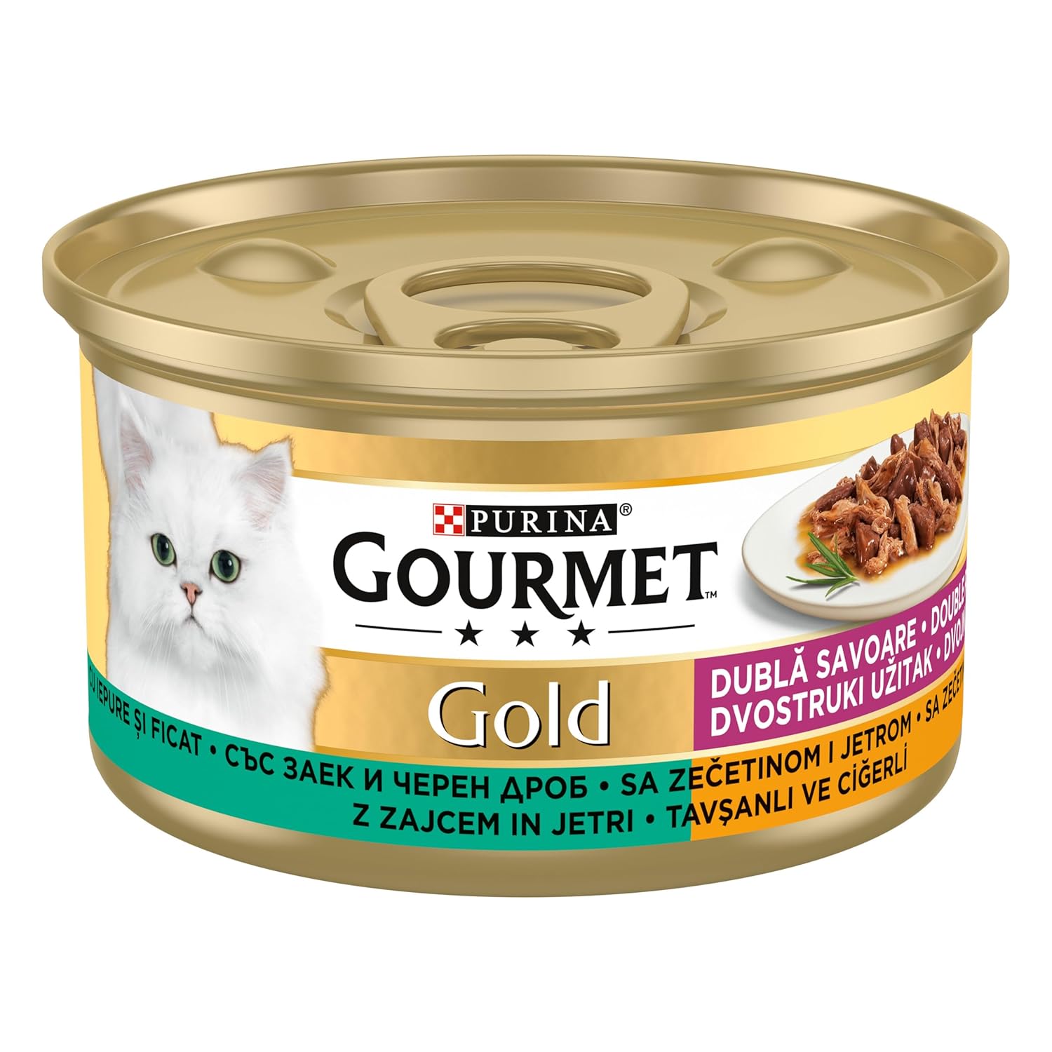 Gourmet Gold Çifte Lezzet Ciğerli&Tavşanlı Yaş Kedi Maması 85 g, Yetişkin Kediler