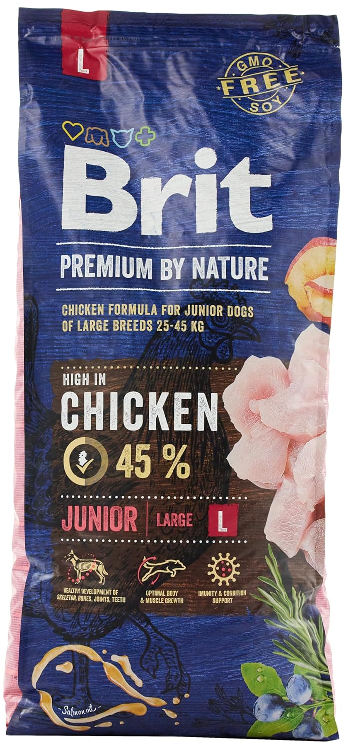 Brit Premium By Nature Junior Large, Büyük Irk - Genç Köpekler İçin, Tavuk Etli Kuru Mama, 15 kg