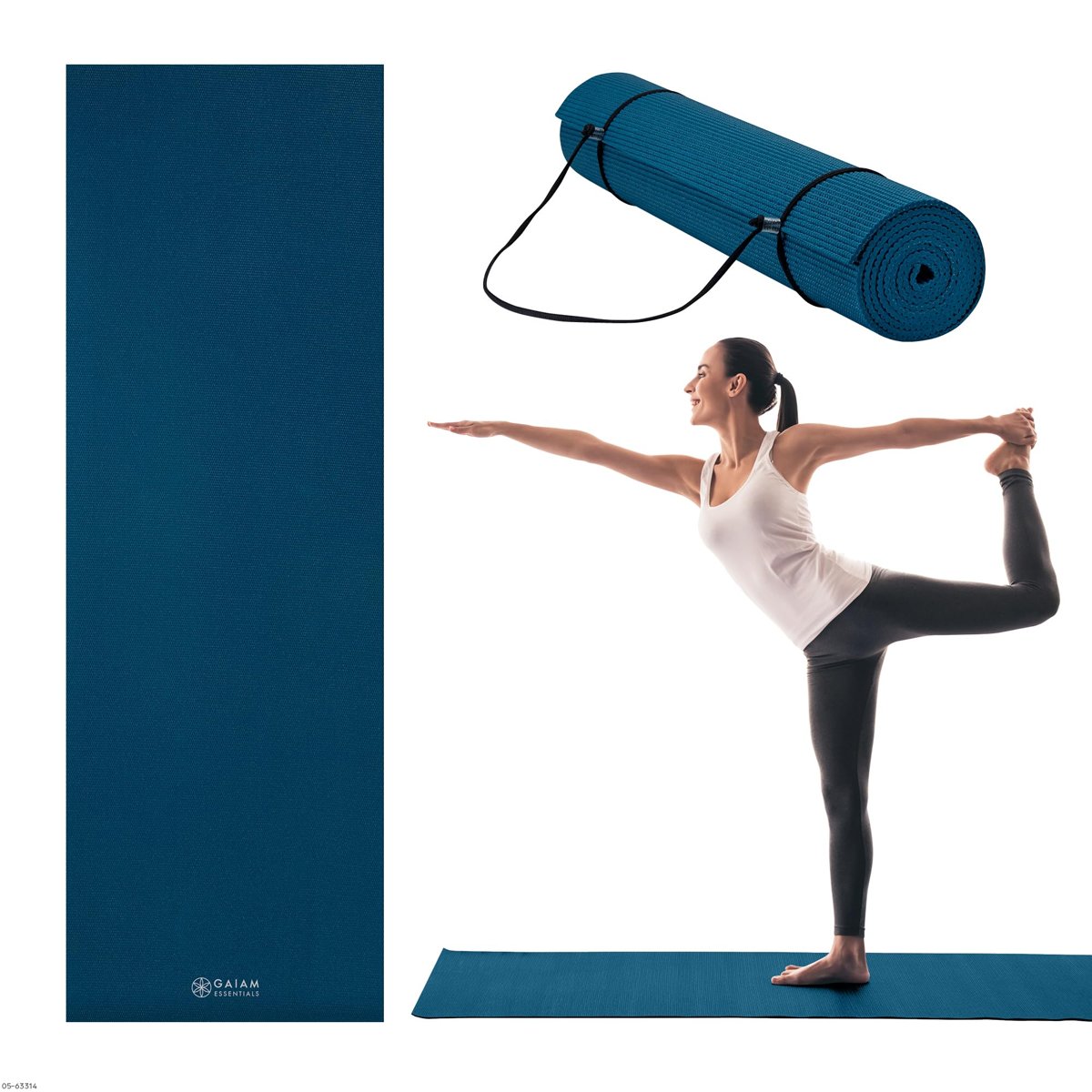 Gaiam Essentials Premium Yoga Mat with Yoga Mat Carrier Sling (72"L x 24"W x 1/4 Inch Thick)