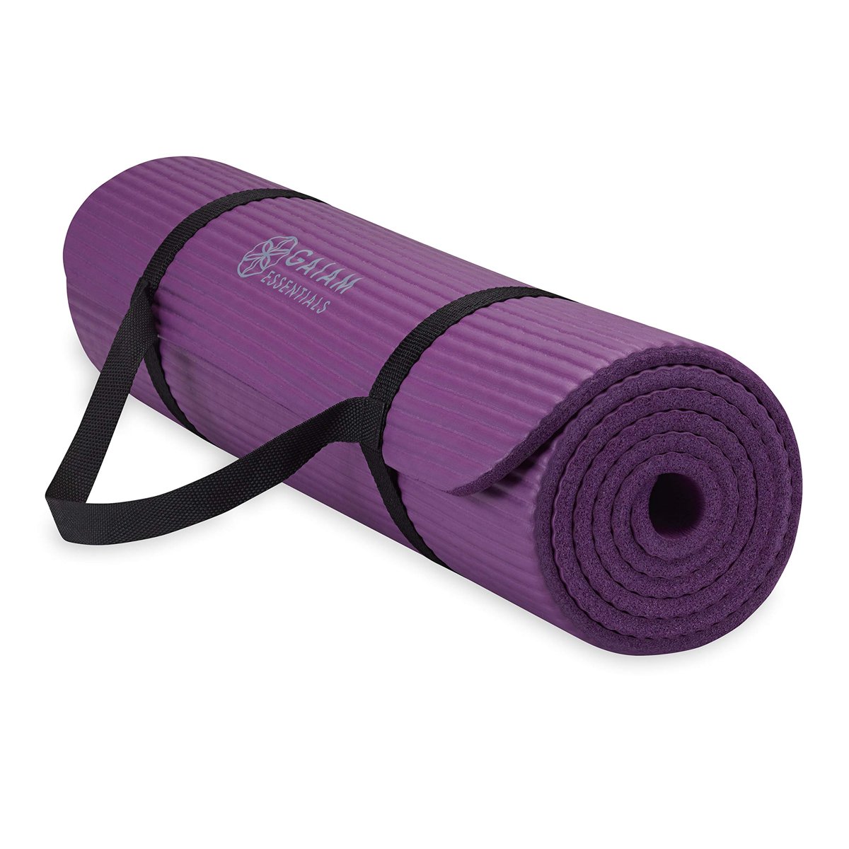Gaiam Essentials Kalın Yoga Minderi Fitness ve Egzersiz Minderi Kolay Sıkmalı Yoga Minderi Taşıyıcı Kayış, 183 cm U x 61 cm G x 1 cm Kalınlık