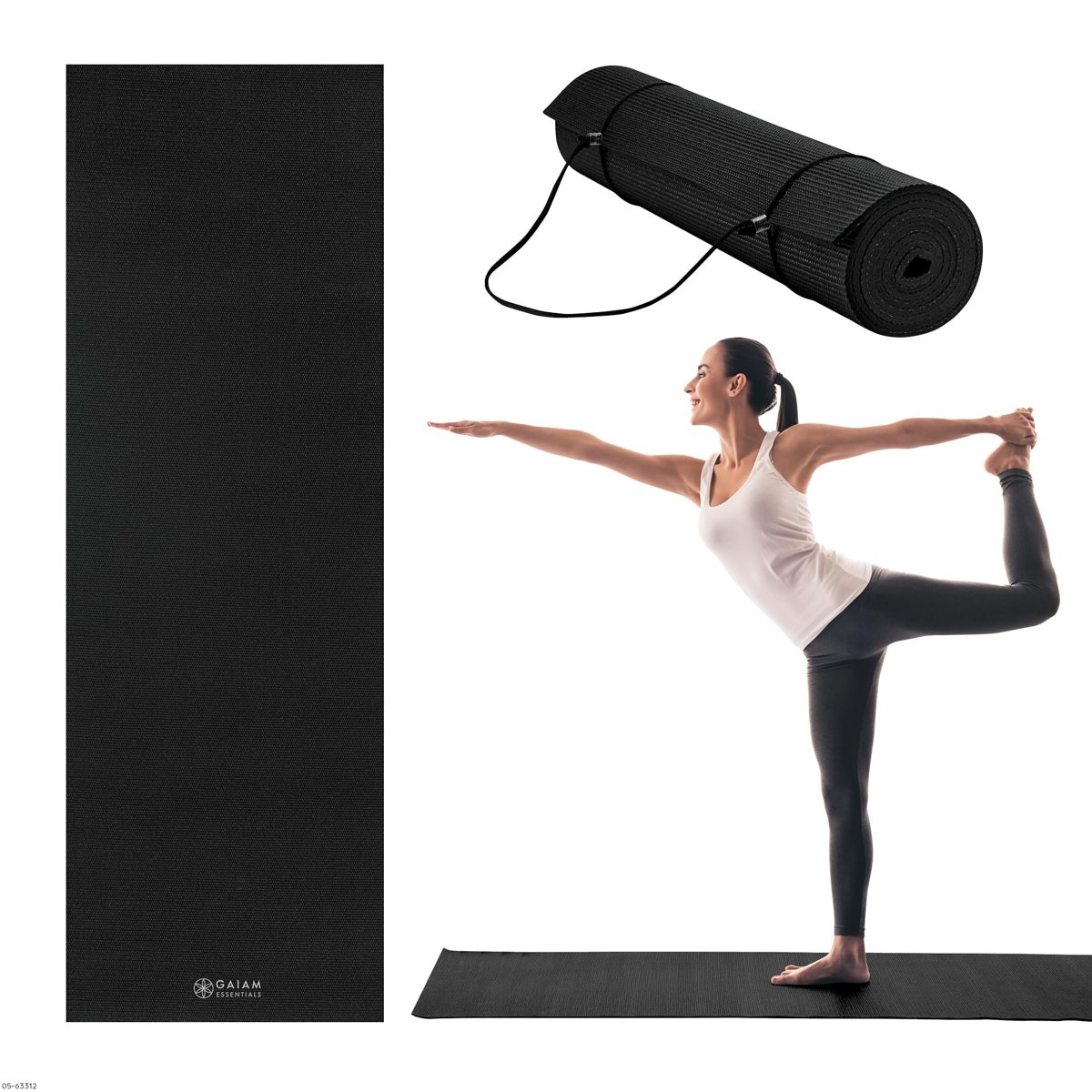 Gaiam Essentials Premium Yoga Mat with Yoga Mat Carrier Sling (72"L x 24"W x 1/4 Inch Thick)