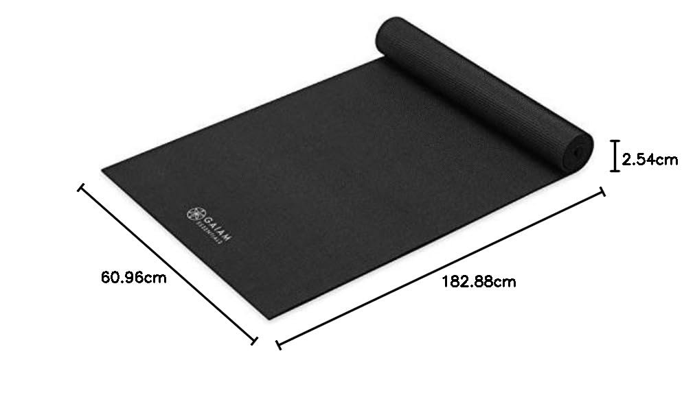 Gaiam Essentials Premium Yoga Mat with Yoga Mat Carrier Sling (72"L x 24"W x 1/4 Inch Thick)