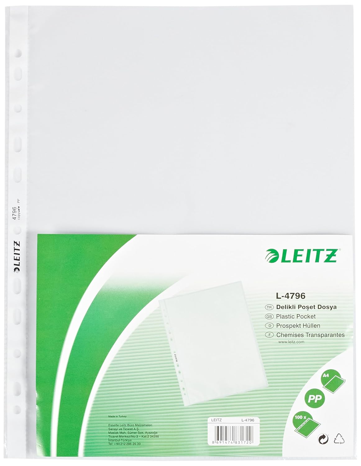 Leitz Poşet Dosya A4 11 Delikli (100 adet) Buzlu