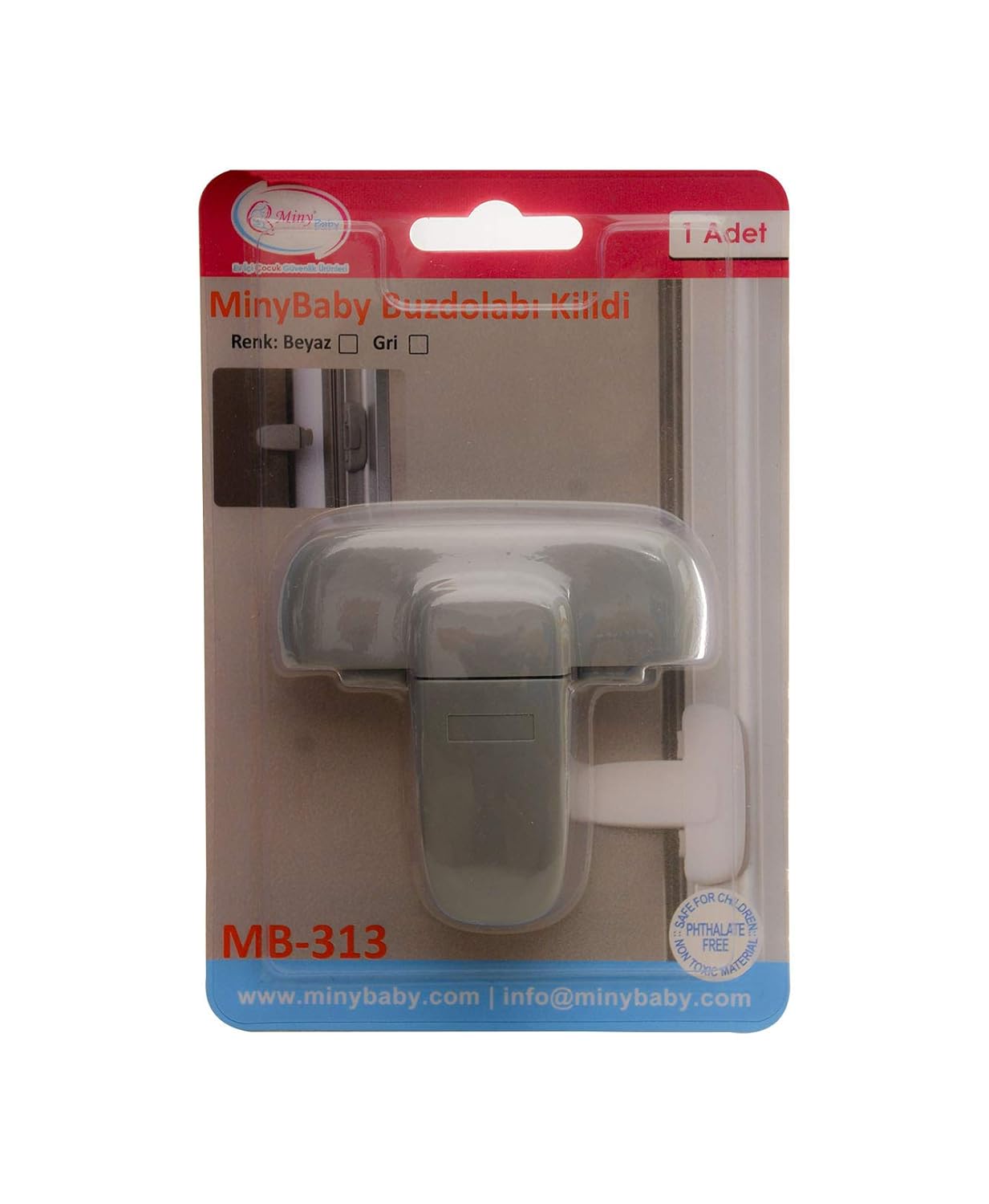 Miny Baby MB313GRİ Mandallı Buzdolabı Kilidi (Gri)