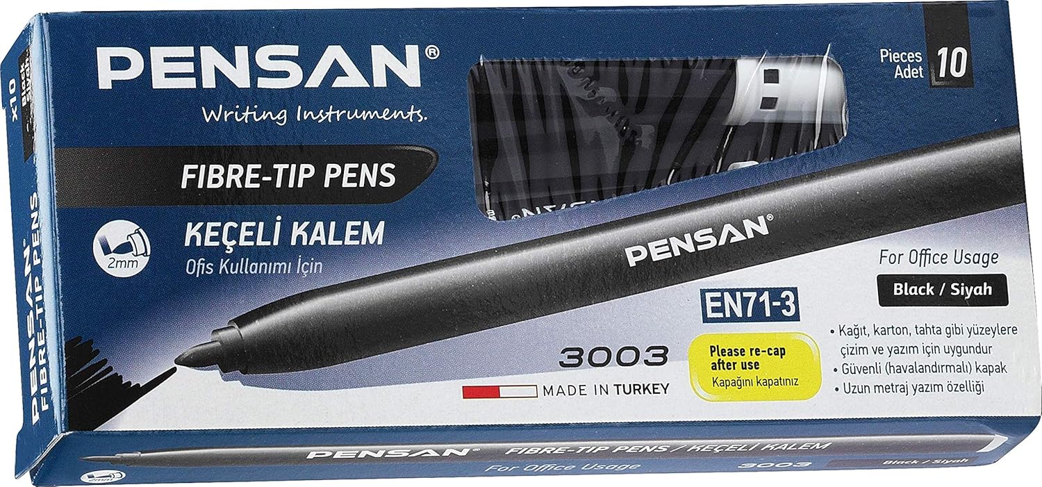 Pensan 3003 Ofis Tipi Keçeli Kalem Siyah 10 Lu - PE3003KK10S
