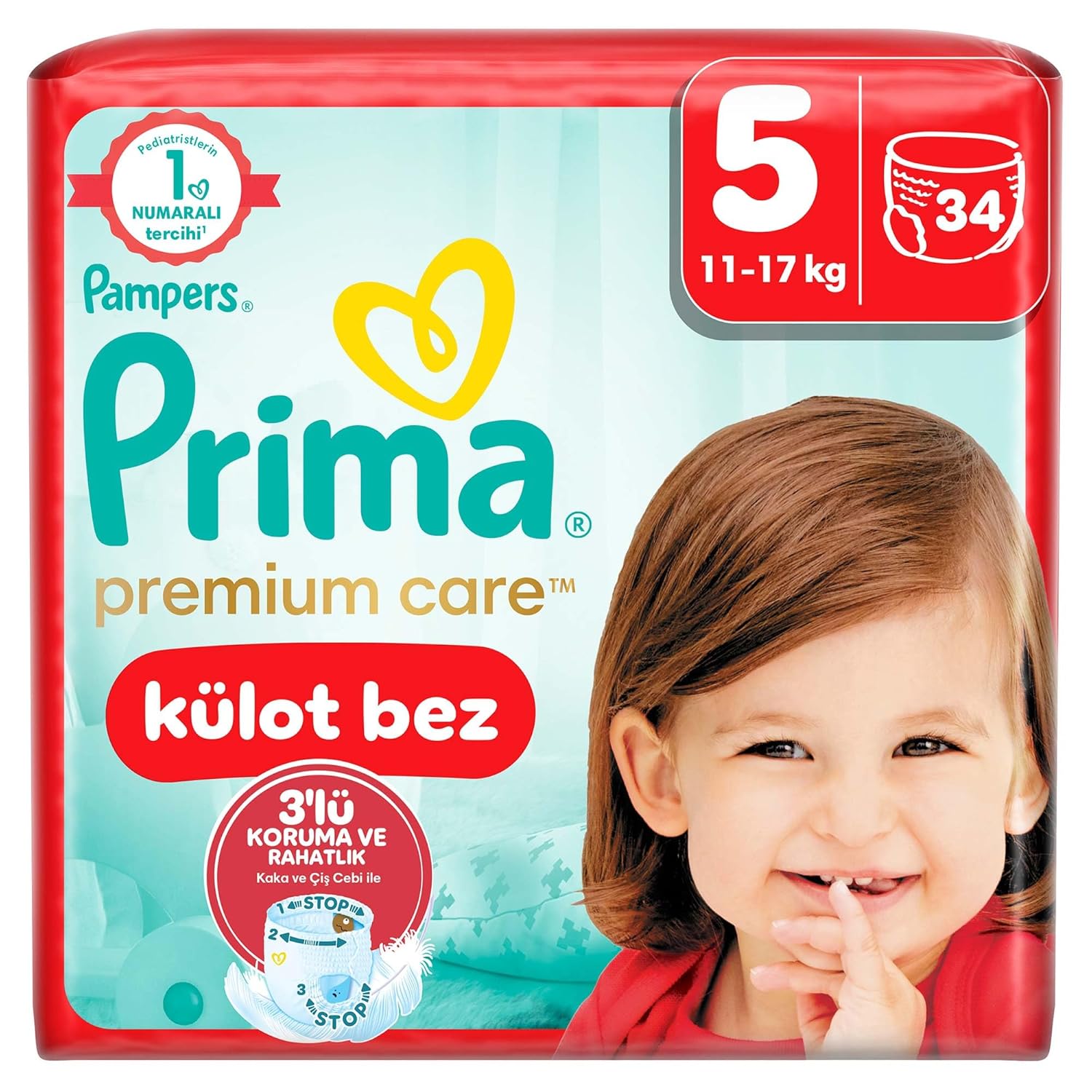 Prima Külot Bebek Bezi Premium Care 5 Numara 34'lü 11-17 kg