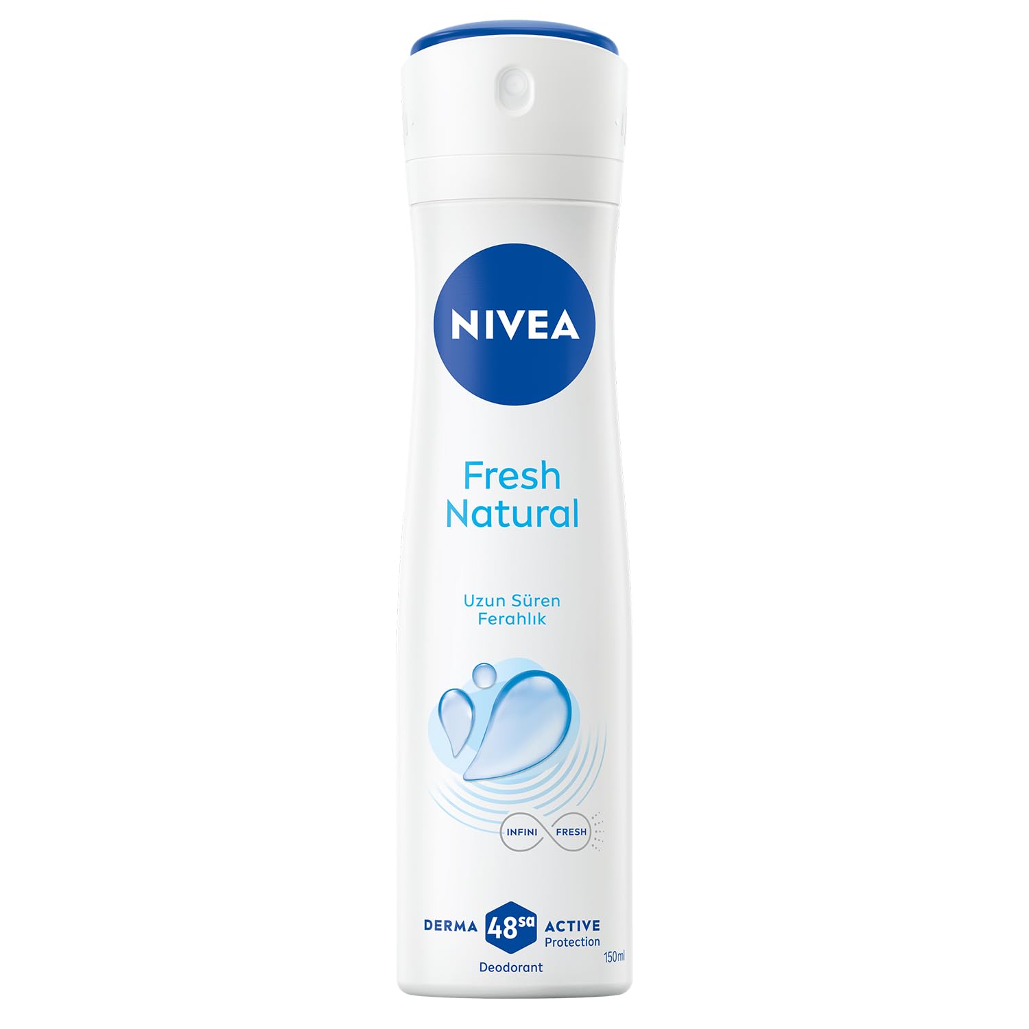 NIVEA Kadın Sprey Deodorant Fresh Natural 150 ml,Ter Kokusuna Karşı 48 Saat Koruma,Uzun Süren Ferahlık,Okyanus Özleri Kokusu,Alüminyum İçermez