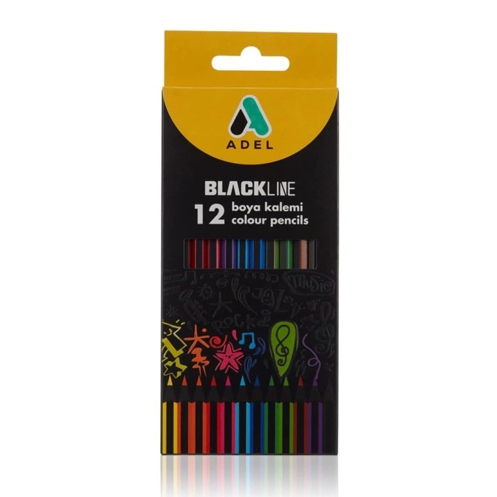 Adel Blackline Boya Kalemi 12 Renk, Tam Boy