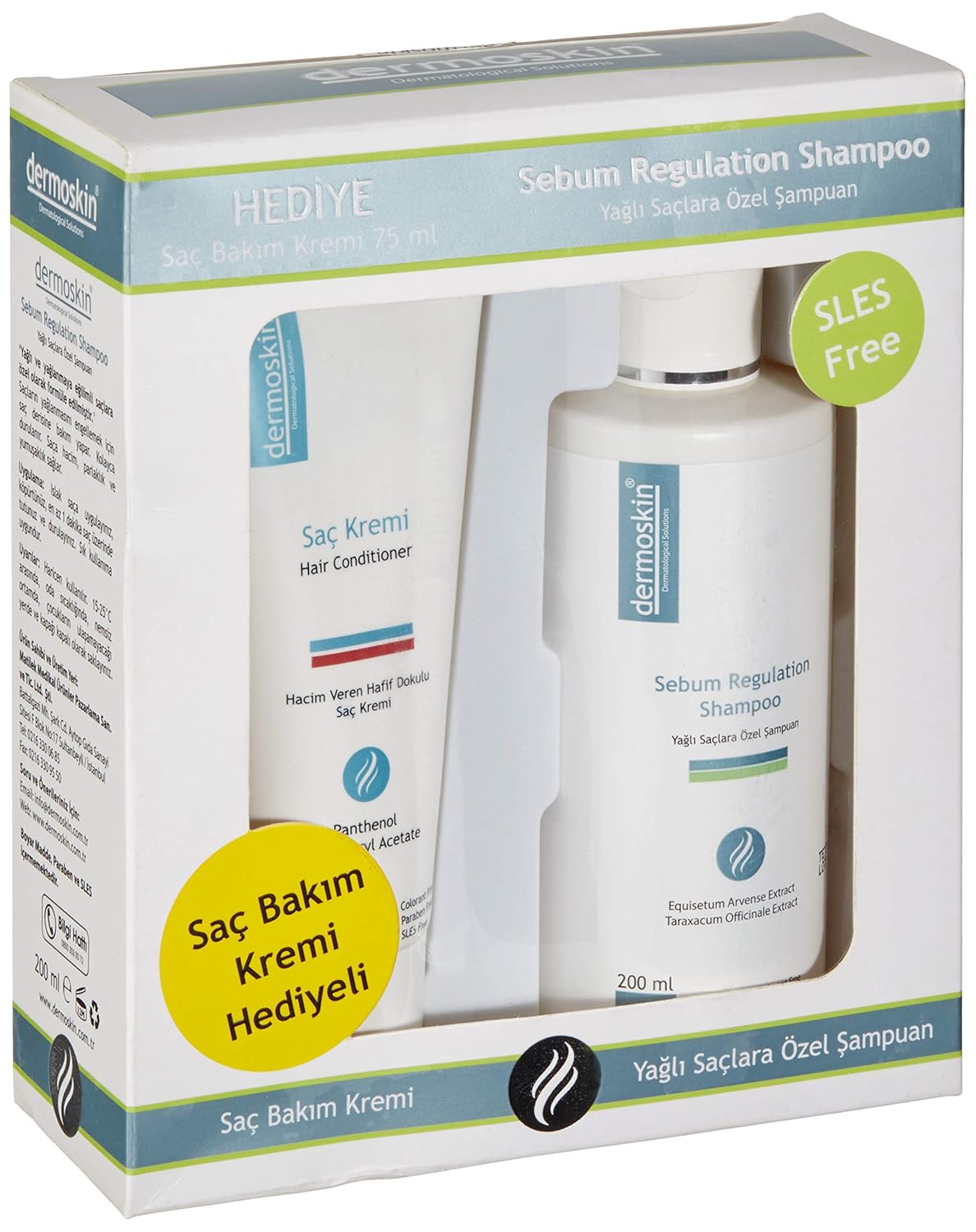 Dermoskin Yağli Saçlara Özel Hediyeli Kofre 1 Paket (1 x 200 ml)