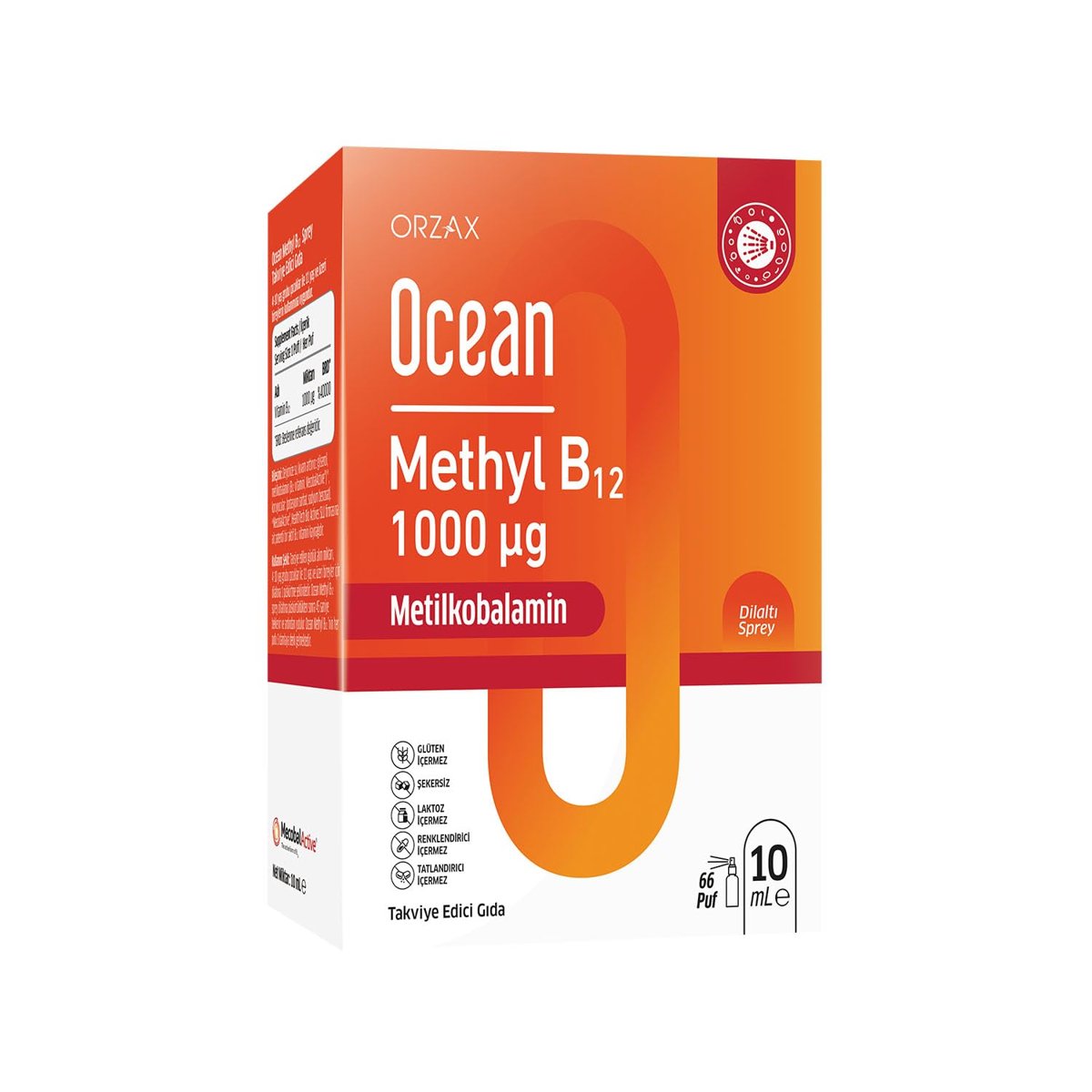 Ocean Methyl B12 1000 mcg Metilkobalamin içeren Dilaltı Sprey (1 x 10 mL)