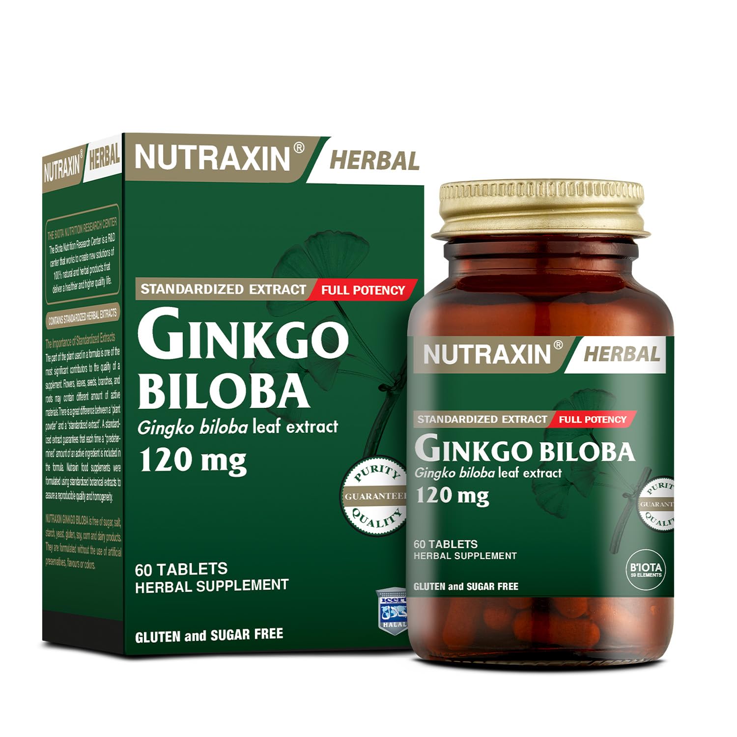 Nutraxin Herbal Ginkgo Biloba+ 120 mg 60 Tablet Takviye Edici Gıda