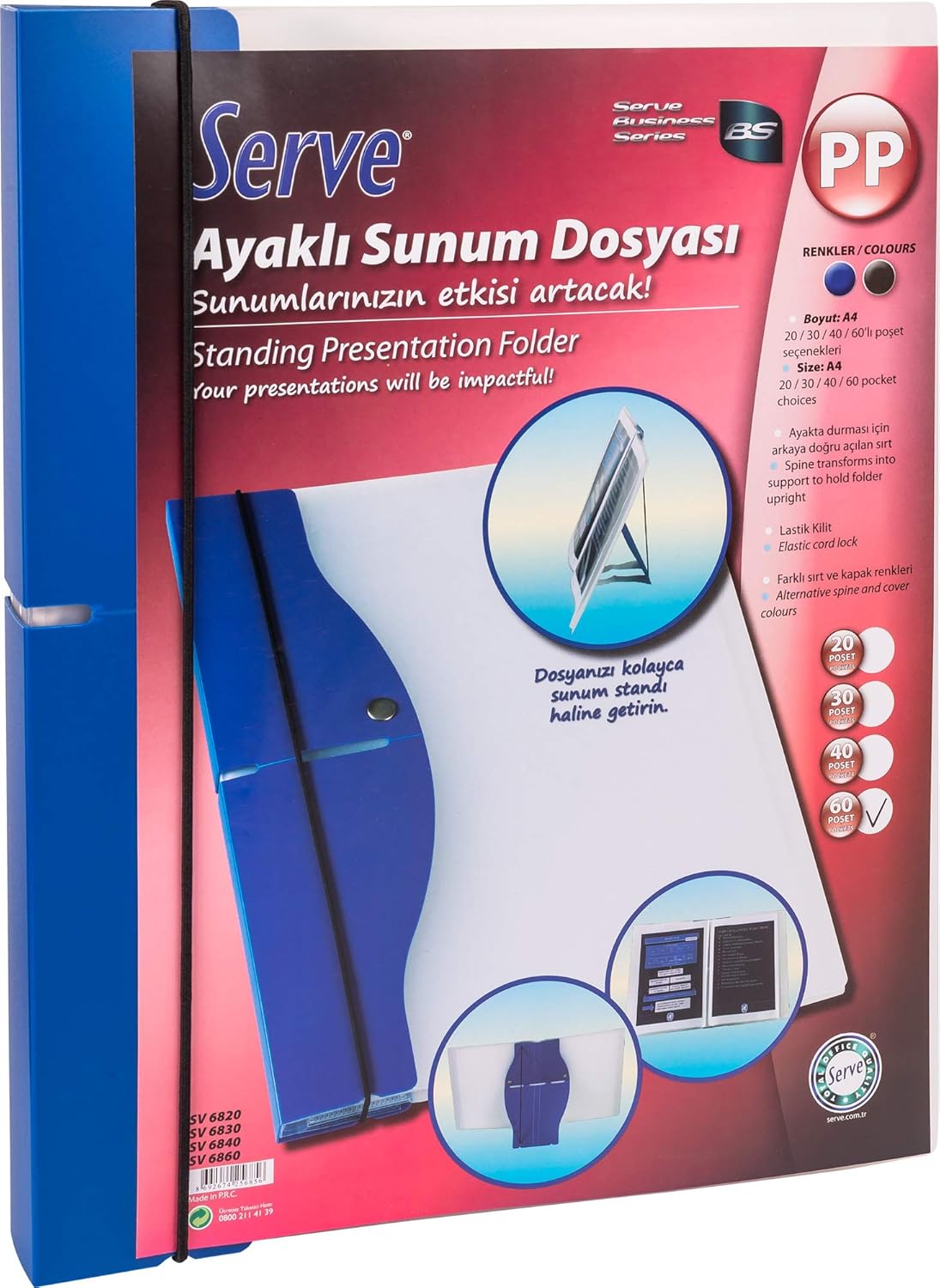 Serve Ayakli Sunum Dosyasi Lacivert 60'li