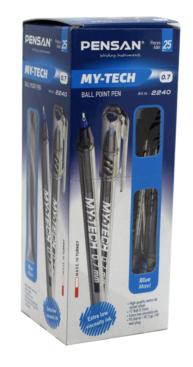 Pensan PE02240TKMA25 0.7 Mm My Tech Tükenmez Kalem 25'li Mavi