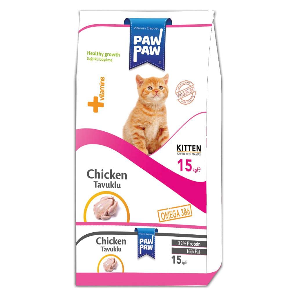 Pawpaw Yavru Kedi - Tavuklu Kuru Mama 15 Kg