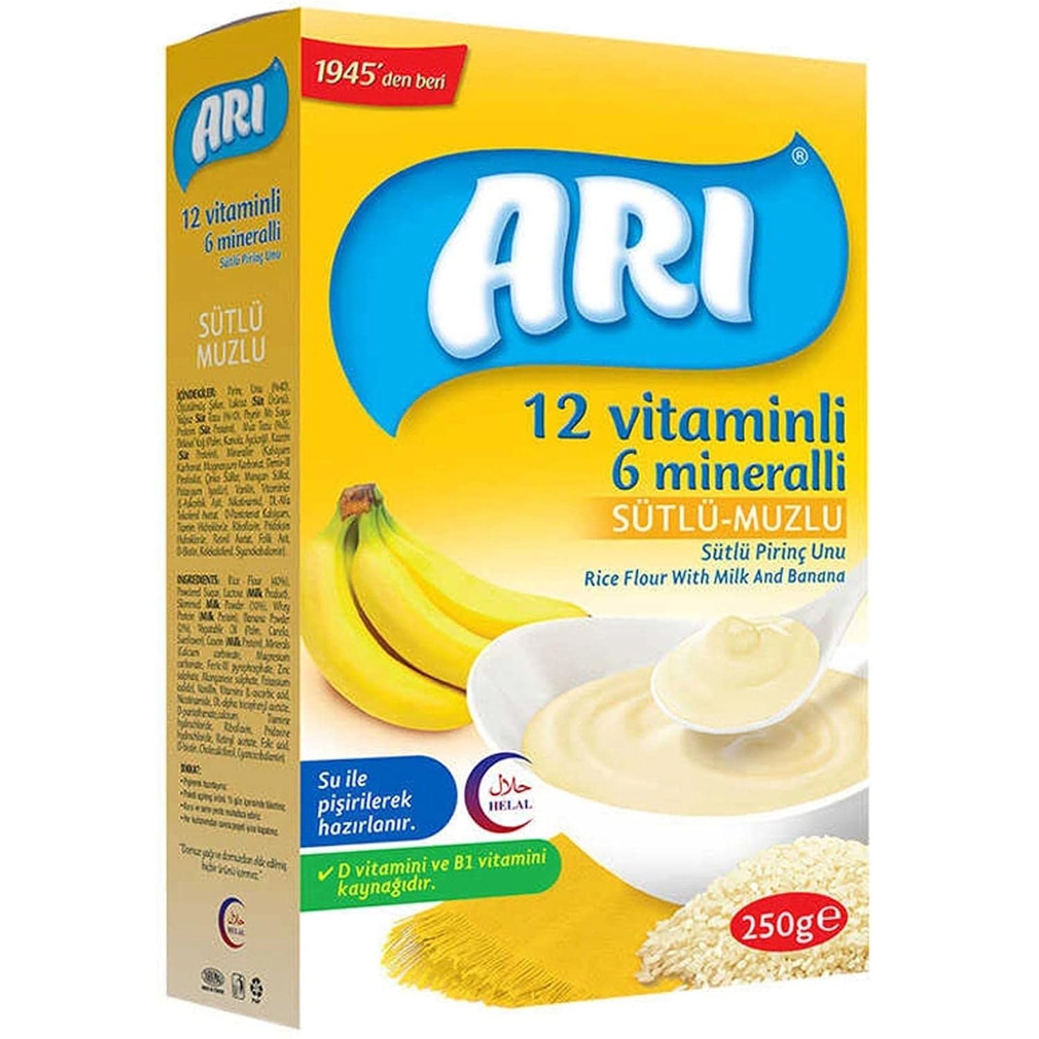 Arı Mama 12 Vitaminli 6 Mineralli Sütlü Muzlu,250 Gr