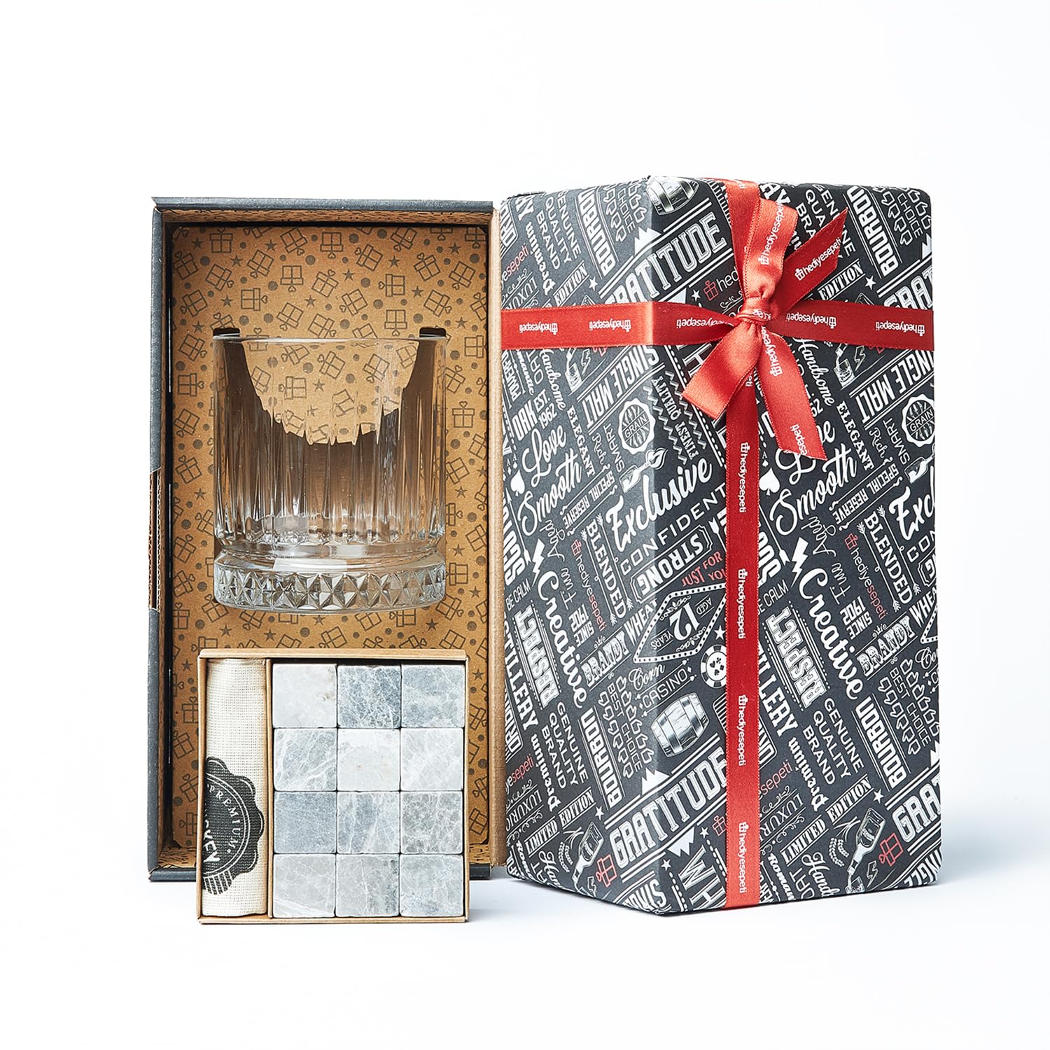 Klasik Viski Bardağı Hediye Seti - Hediye Kutulu 12 Parça Viski Taşı - Babalar İçin Hediye Fikri, Erkekler ve Kadınlar İçin Doğum Günü Hediyesi"