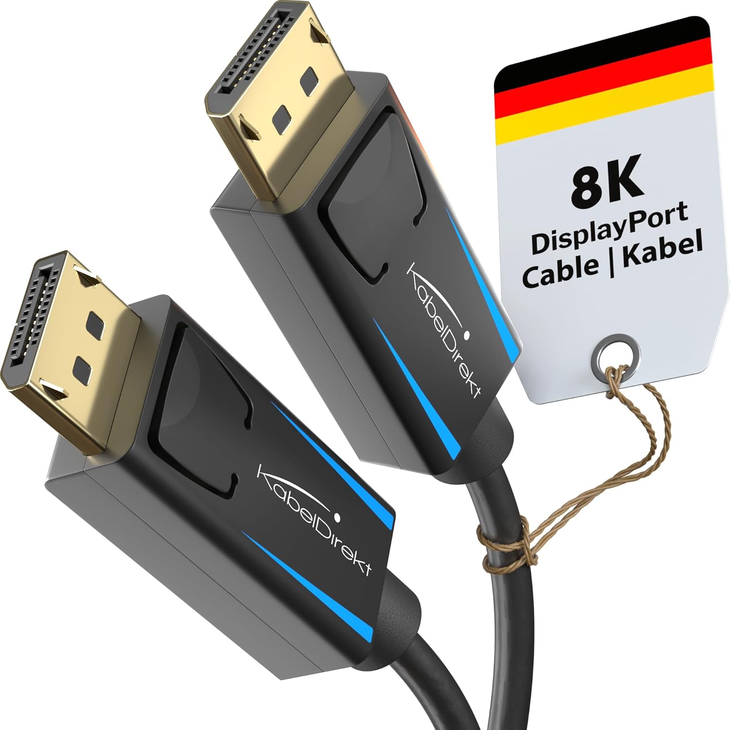 KabelDirekt - 8K / 60Hz DisplayPort Kablosu 1.4-3 m - Oyun bilgisayarları/dizüstü bilgisayarları, 4K / 8K oyun monitörleri ve ultra hızlı 144Hz / 165Hz / 240Hz için boşluksuz korumalı DP kablosu