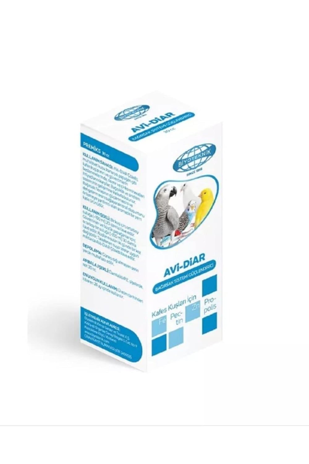 Biyoteknik Avi-Diar Kuşlar İçin Bağırsak Sistemi Güçlendirici 30 Cc