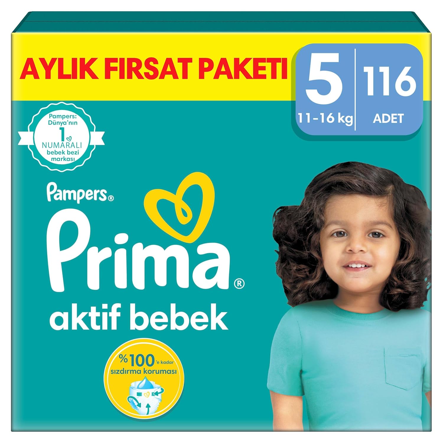 Prima Bebek Bezi Aktif Bebek 5 Beden 116 Adet Junior Aylık Fırsat Paketi