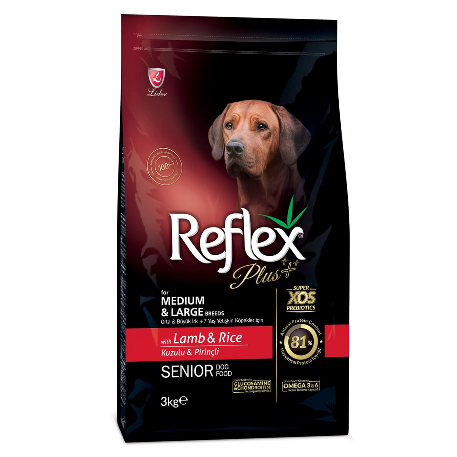 Reflex Plus Büyük Orta Irk Kuzulu Yaşlı Köpek Maması 3 kg