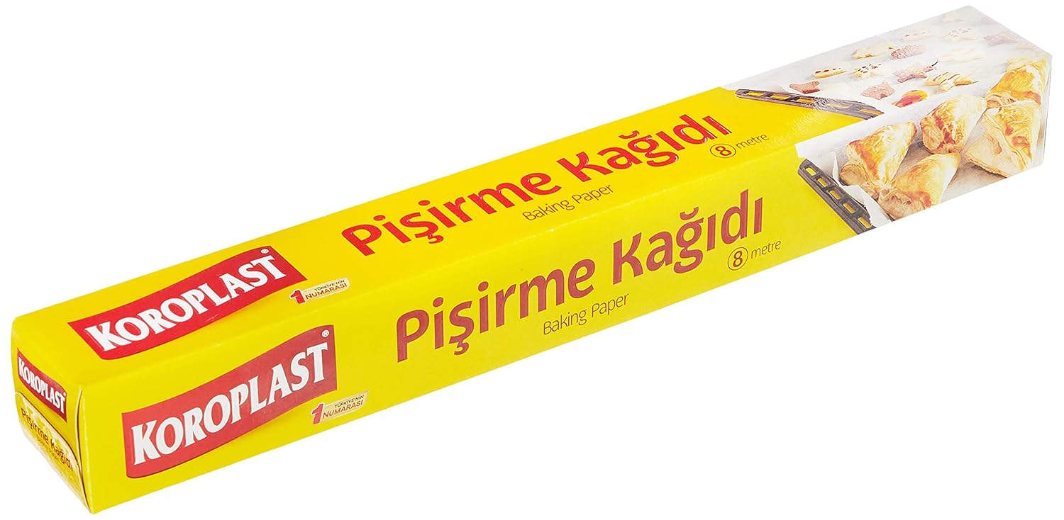 Koroplast Pişirme Kağıdı 8 mt, Helal Sertifikalı ve BPA İçermez 37cm x 8mt, Fırında Tavuk, Et, Tatlı, Börek Pişirmek için Uygun, 220 C° Yüksek Isıya Dayanıklı Fırın Pişirme Kağıdı, Yapışmaz ve Yanmaz