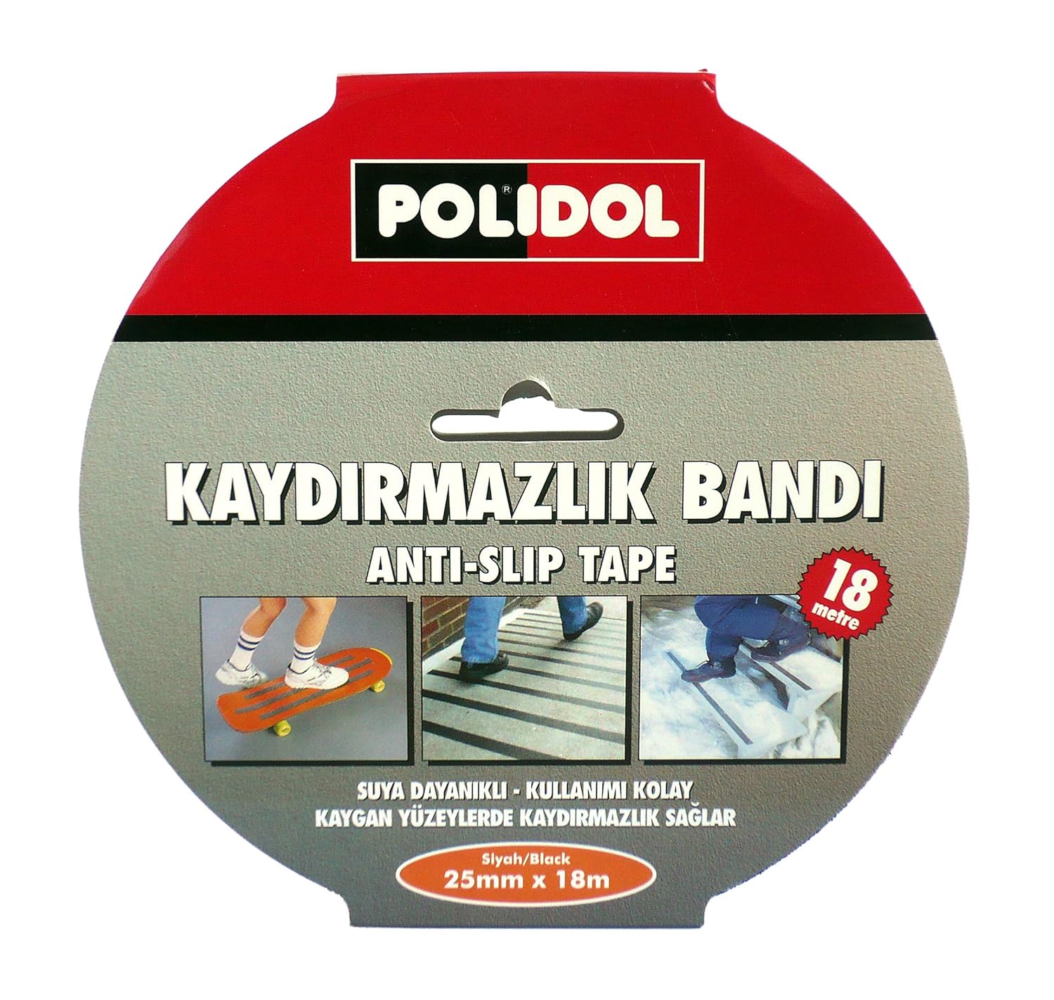 Polidol Zemin Kaydırmazlık Bantı 25 mm x 18,3 m Siyah