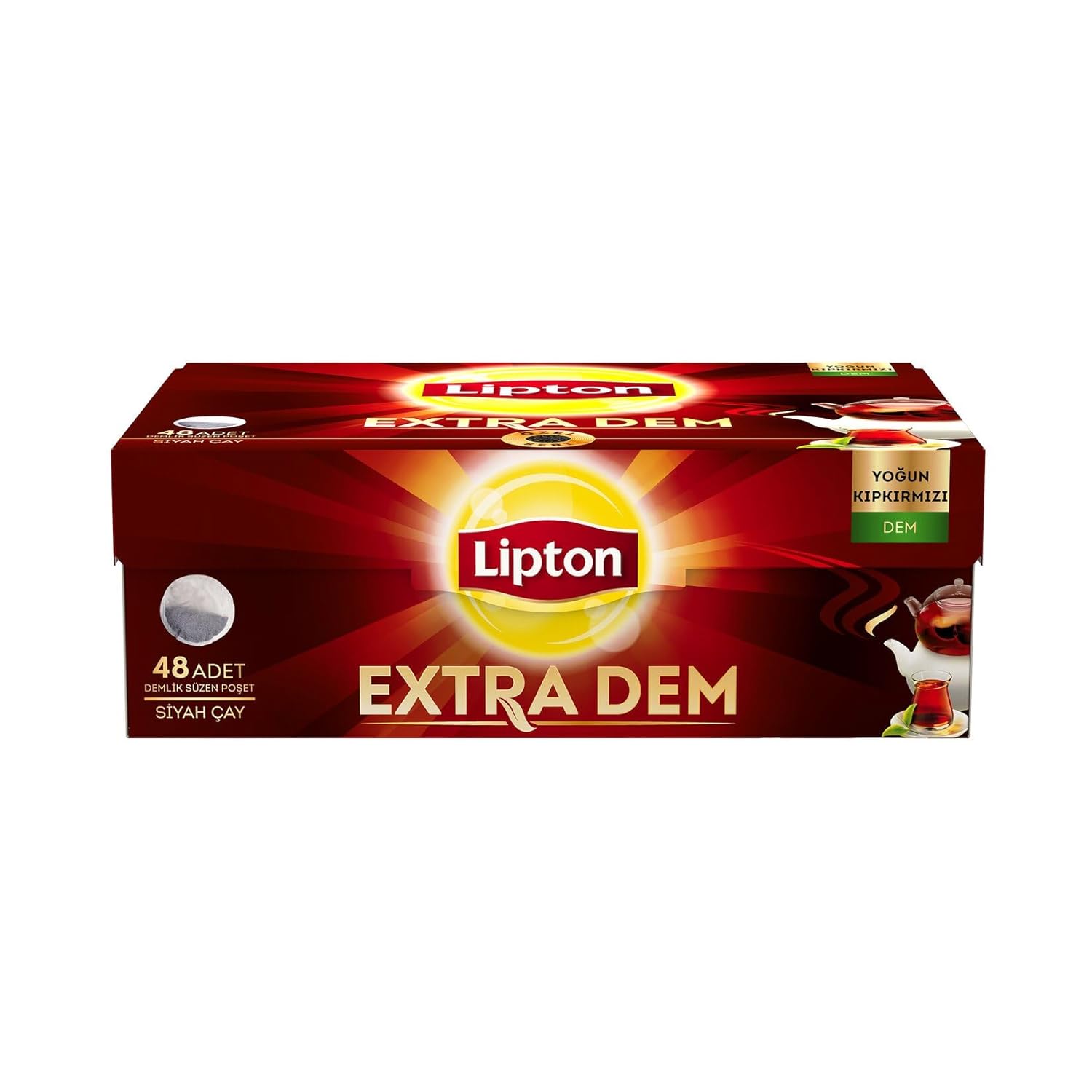 Lipton Extra Dem Demlik Süzen Poşet Siyah Çay (1 x 48 Adet), 153 g