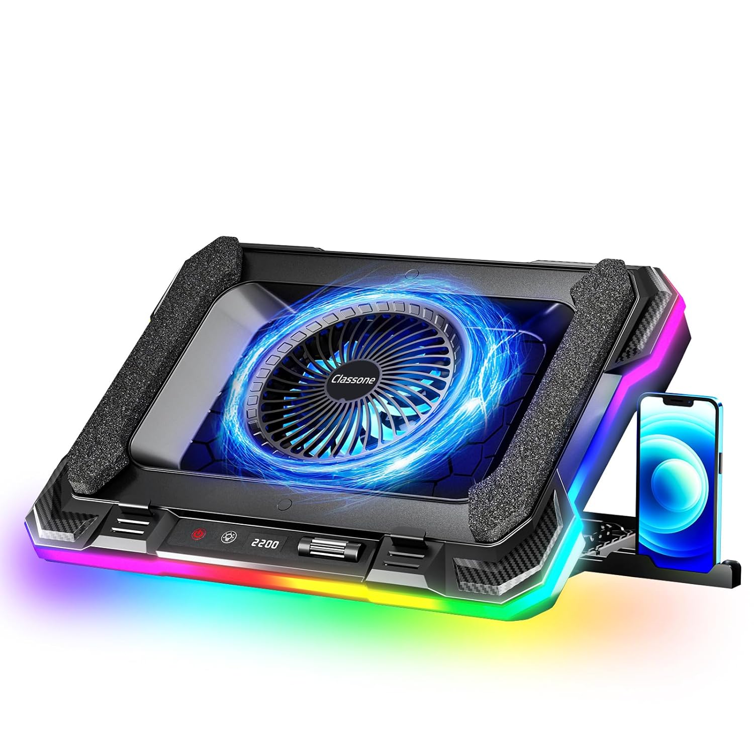 Classone GT100 Gaming Laptop Sogutucu 2200RPM, Rgb Işıklı, LED Display Notebook soğutucu stand
