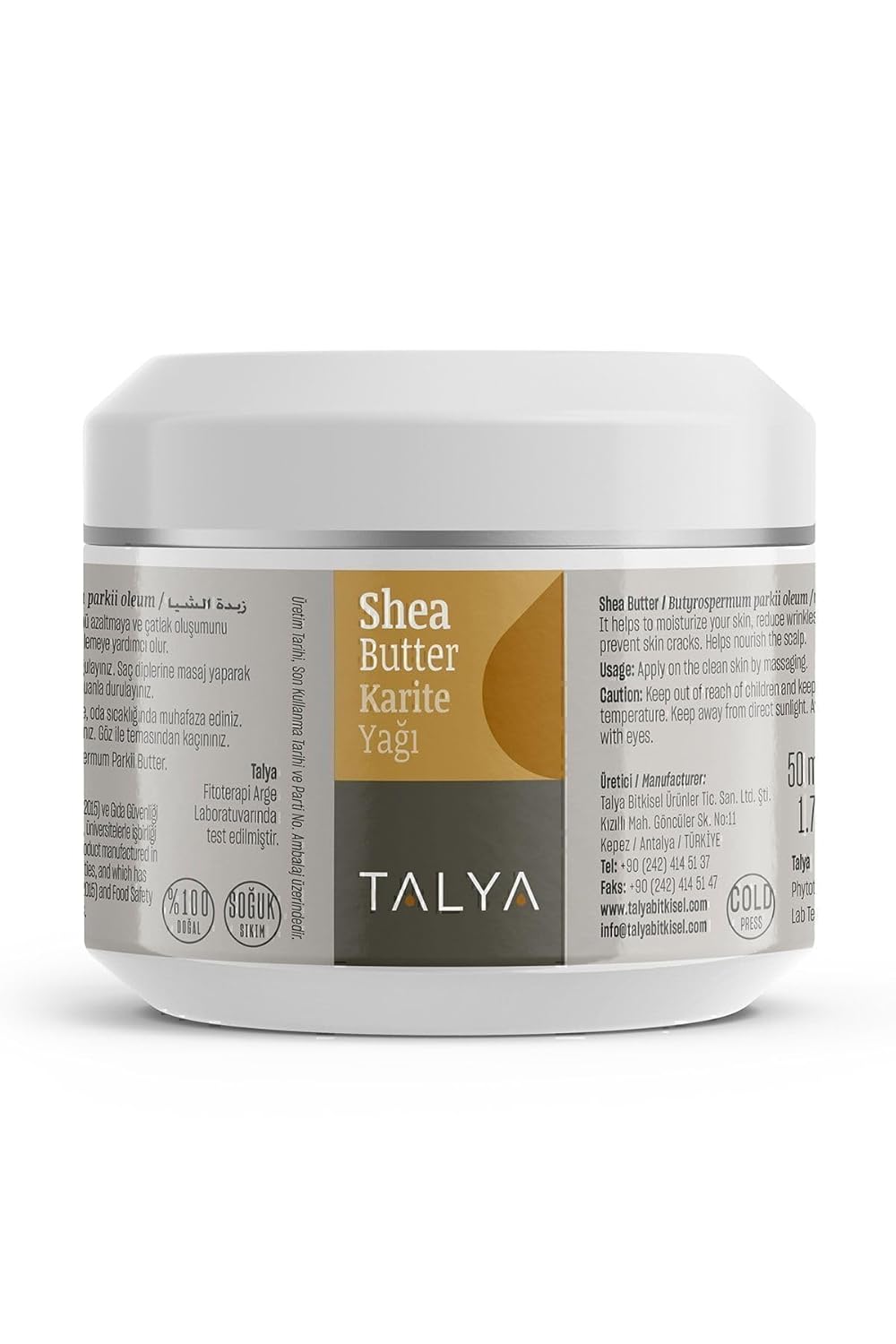Talya Shea Butter (Karite Yağı), Soğuk Sıkım,%100 Saf Ve Doğal, 50 ml