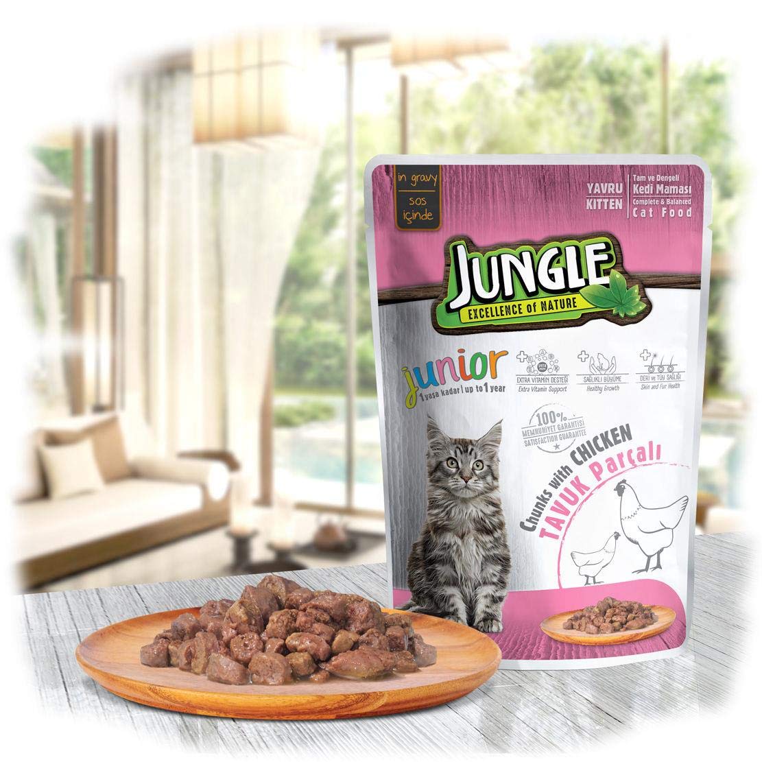 Jungle Pouch Yavru Kedi Tavuklu Jelli Yaş Mama 100 gr