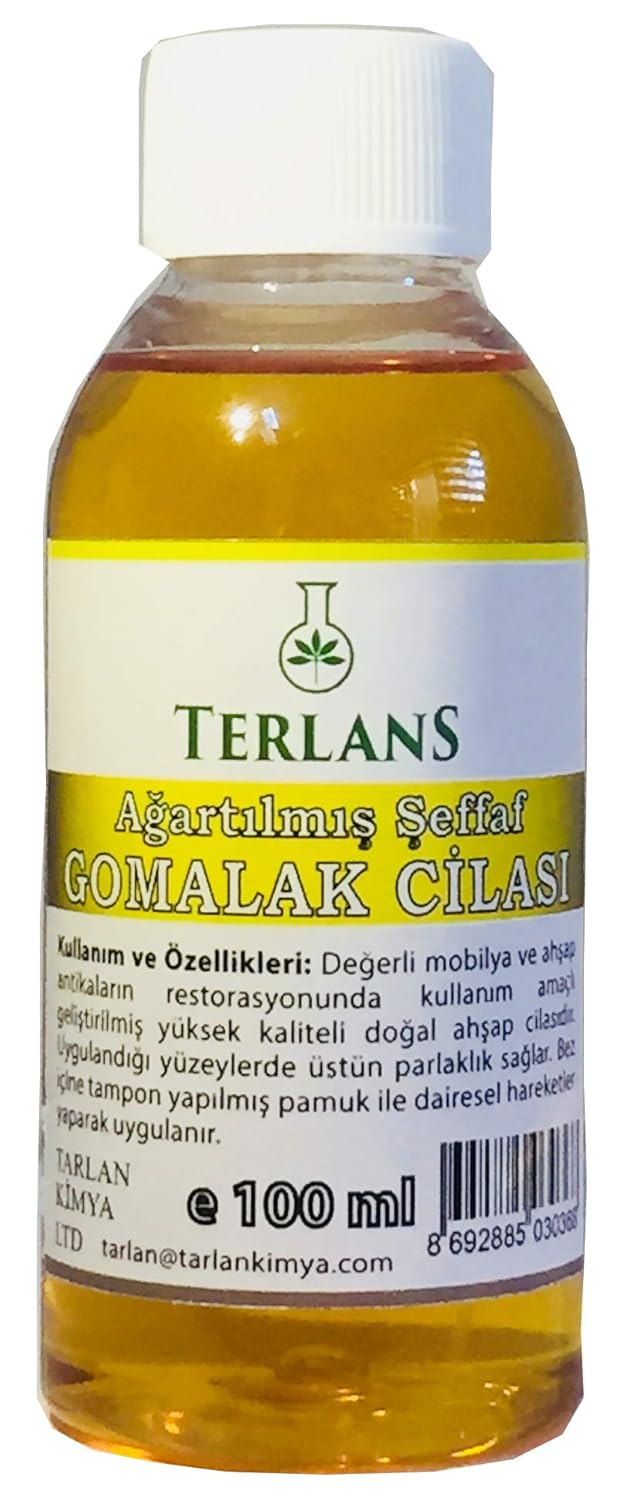 Terlans Ağartılmış Şeffaf Doğal Gomalak Cilası 100 ml Shellac Bleached