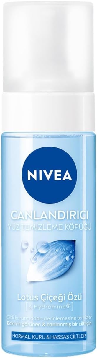 NIVEA Canlandırıcı Yüz Temizleme Köpüğü 150ml, Derinlemesine Temizleme,Karma Normal Cilt, Aloe Vera, Hyaluronik Asit, Ferahlatıcı