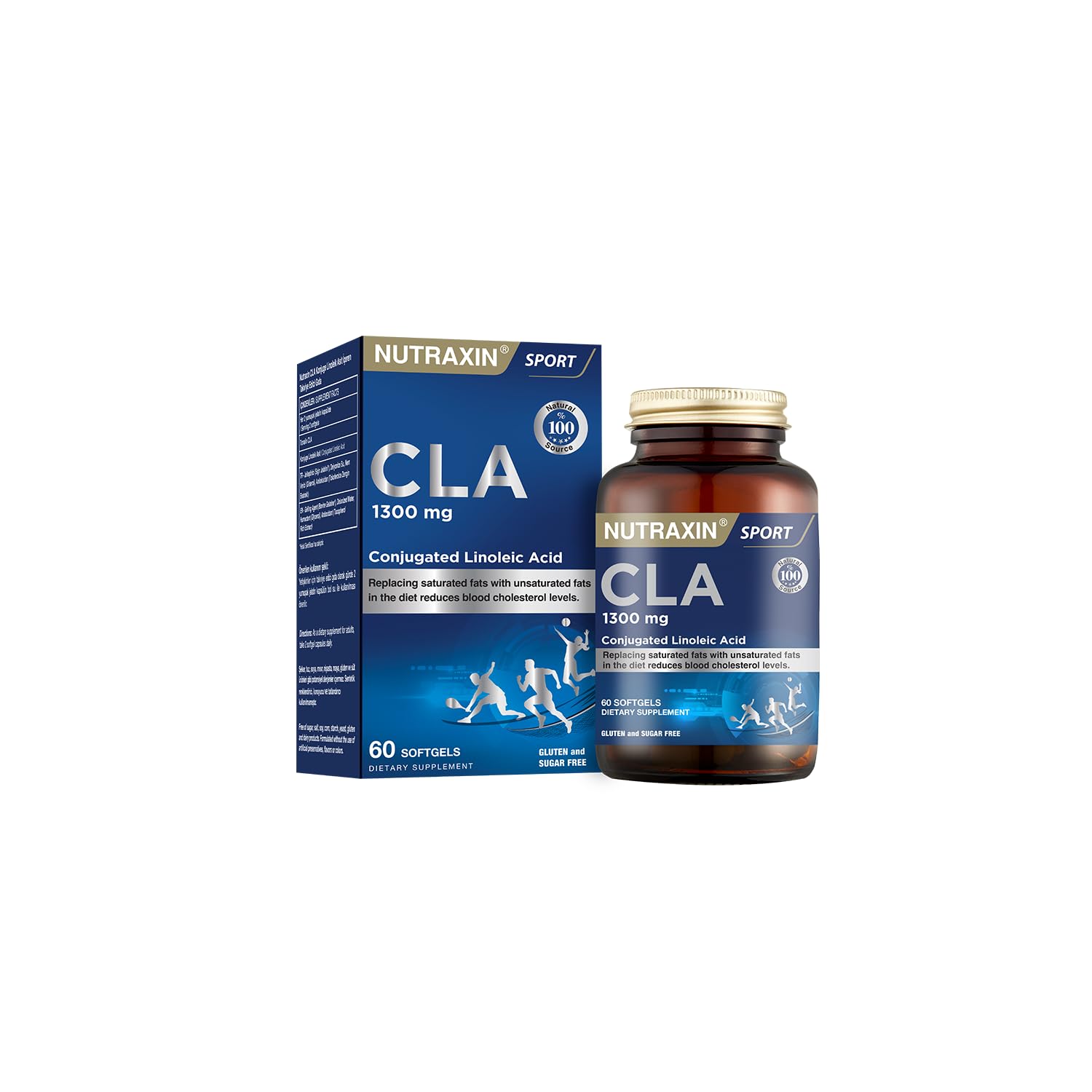Nutraxin Tonalin CLA 1300 mg | Konjuge Linoleik Asit | Kas Kütlesi Koruyucu | 60 Yumuşak Kapsül