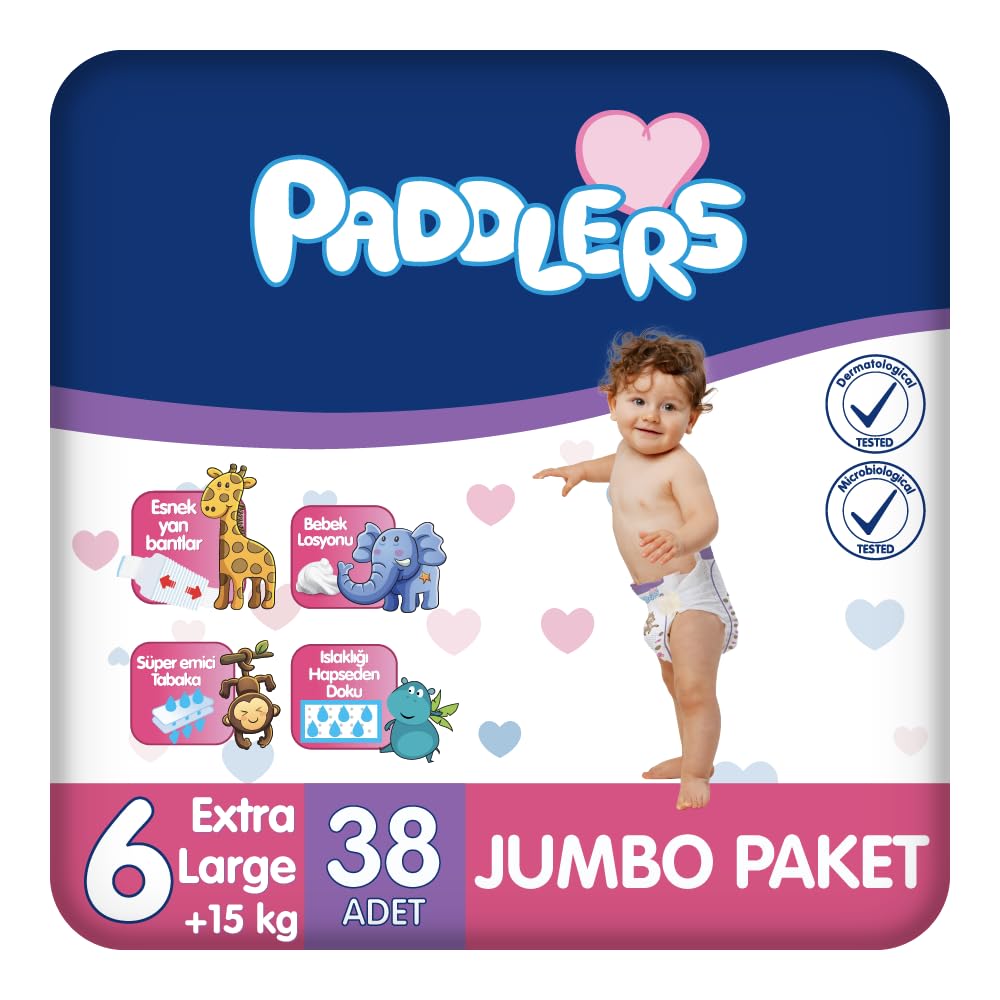 Paddlers Bebek Bezi 6 Numara X-Large (15+ Kg) 38 Adet – Jumbo Paket