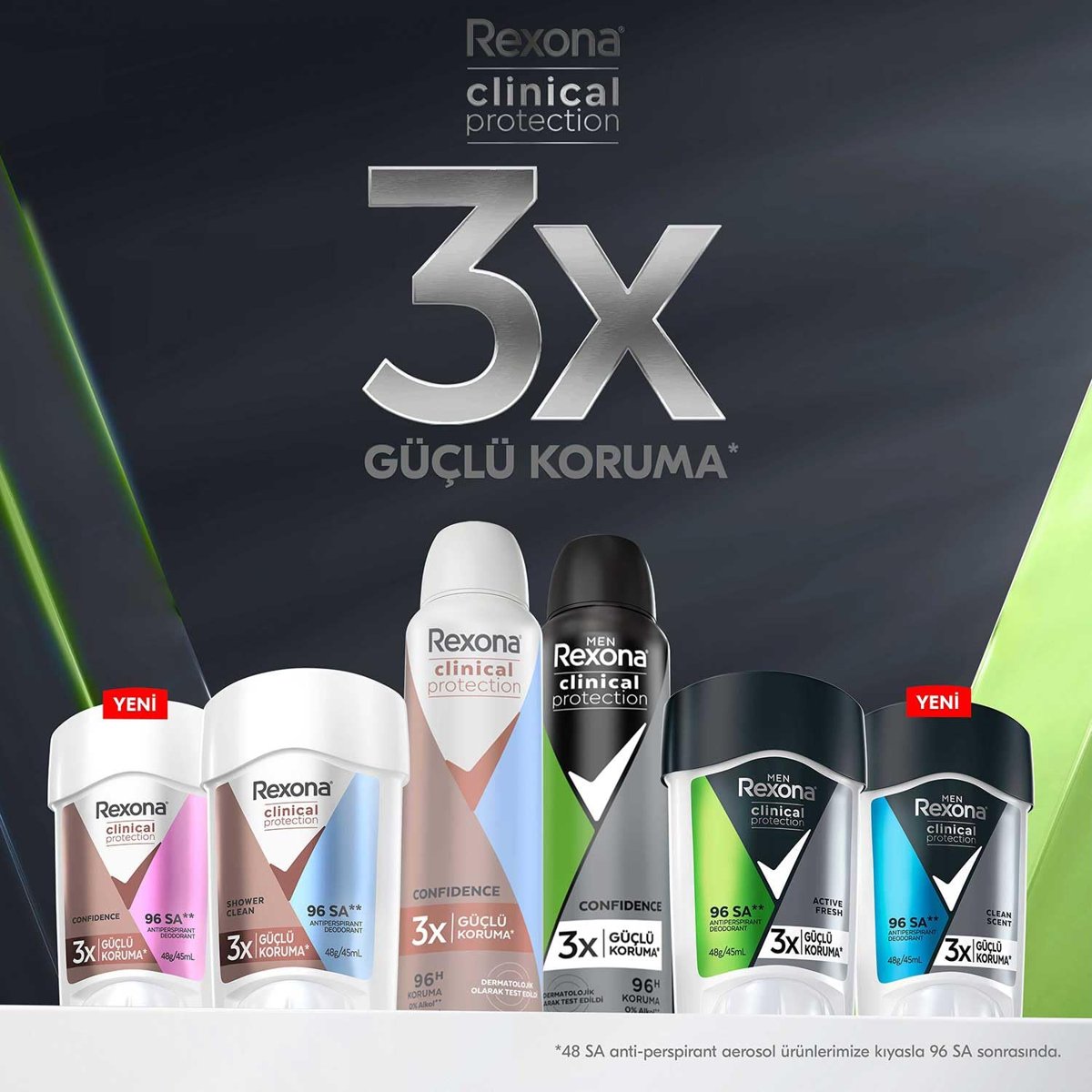 Rexona Clinical Protection Erkek Stick Deodorant Active Fresh Ter Kokusuna Karşı Koruma 45 ML