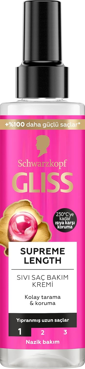 Gliss Supreme Length Koruyucu Sıvı Saç Bakım Kremi - Biotin Kompleksi ve Şakayık Çiçeği Özü ile 200 ml