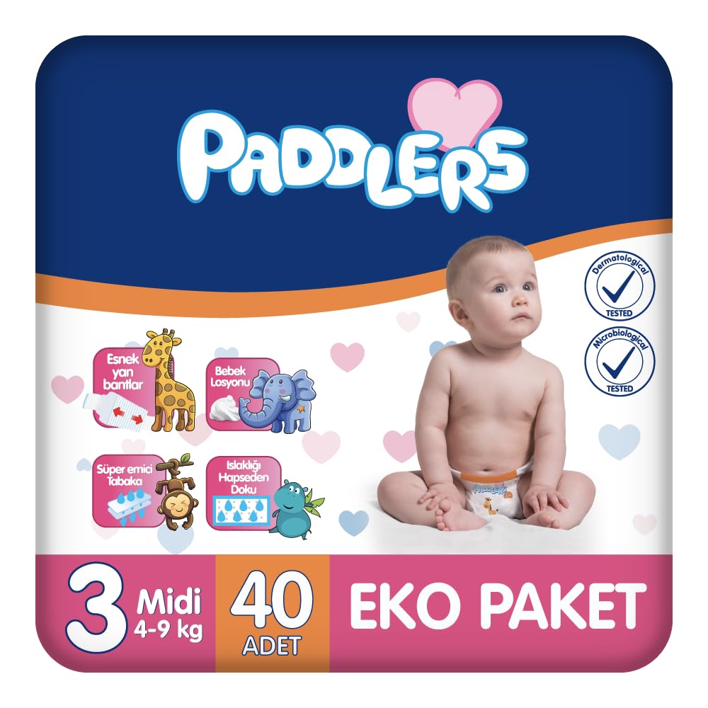Paddlers 3 Numara Midi 4-9 kg Ekonomi Paketi Bebek Bezi (1 x 40 Adet)