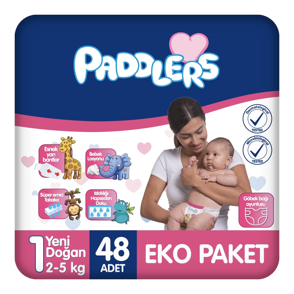 Paddlers Yenidoğan Bebek Bezi 1 Numara (2-5 Kg) 48 Adet – Eko Paket