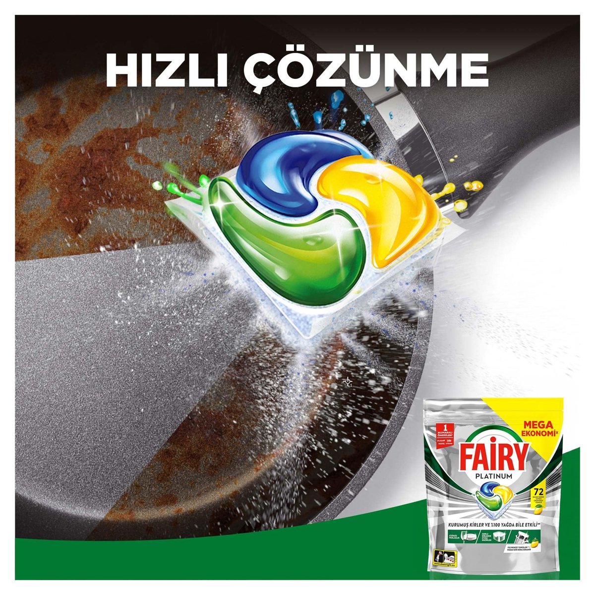 Fairy Platinum Bulaşık Makinesi Deterjanı Kapsülü/Tableti 72 Yıkama Limon Kokulu