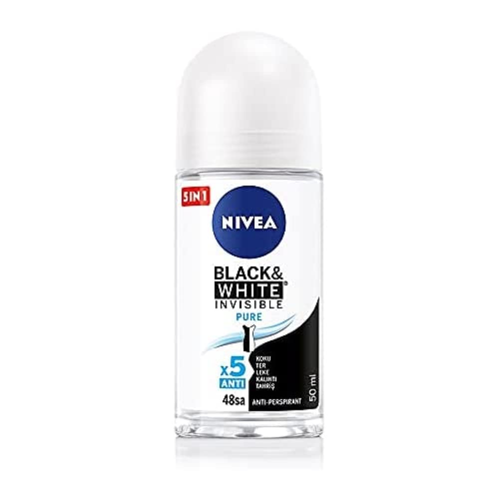 NIVEA Kadın Roll On Deodorant Black & White Invisible Pure 48 Saat Anti-perspirant Koruma (50 ml)