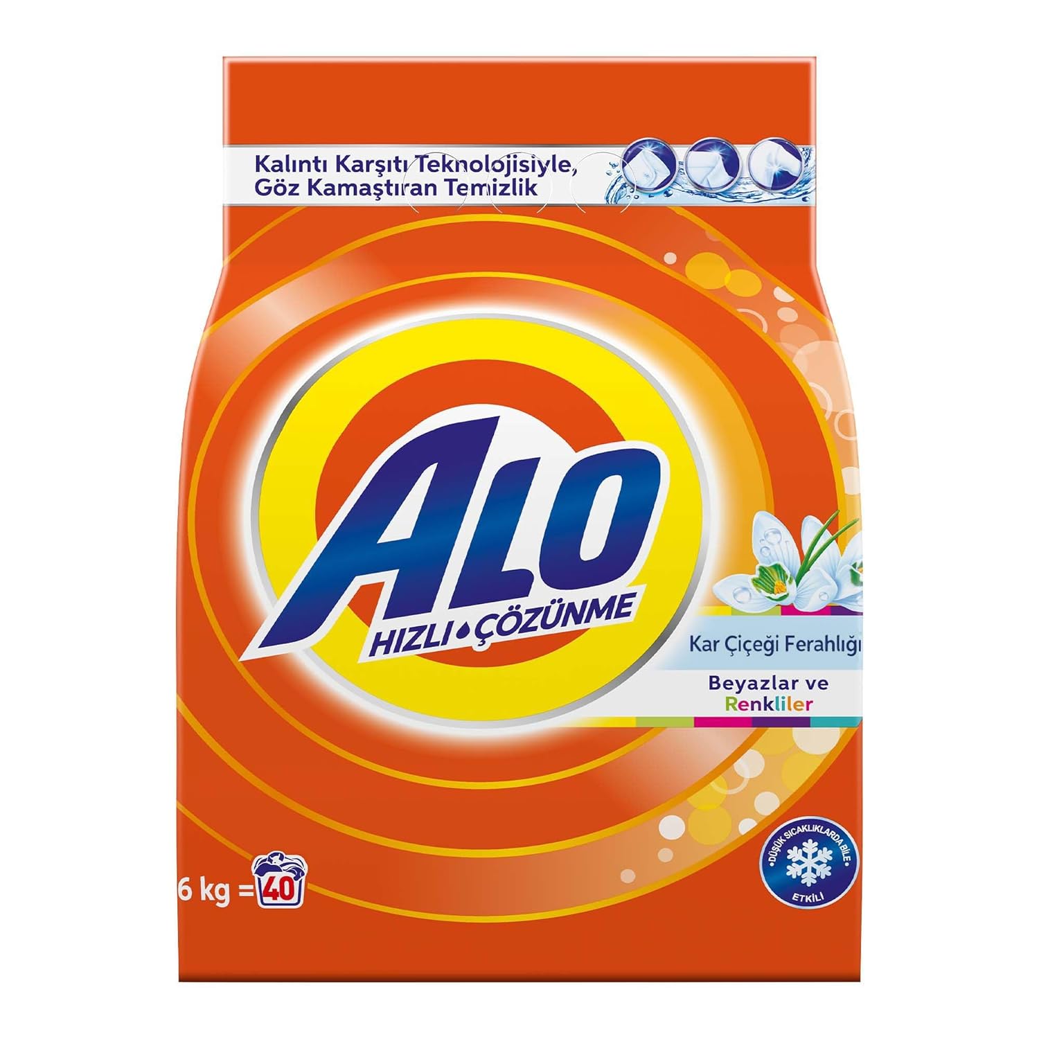 Alo 6 kg Kar Çiçeği Ferahlğı Beyazlar ve Renkliler Hızlı Çözülme Toz Deterjan