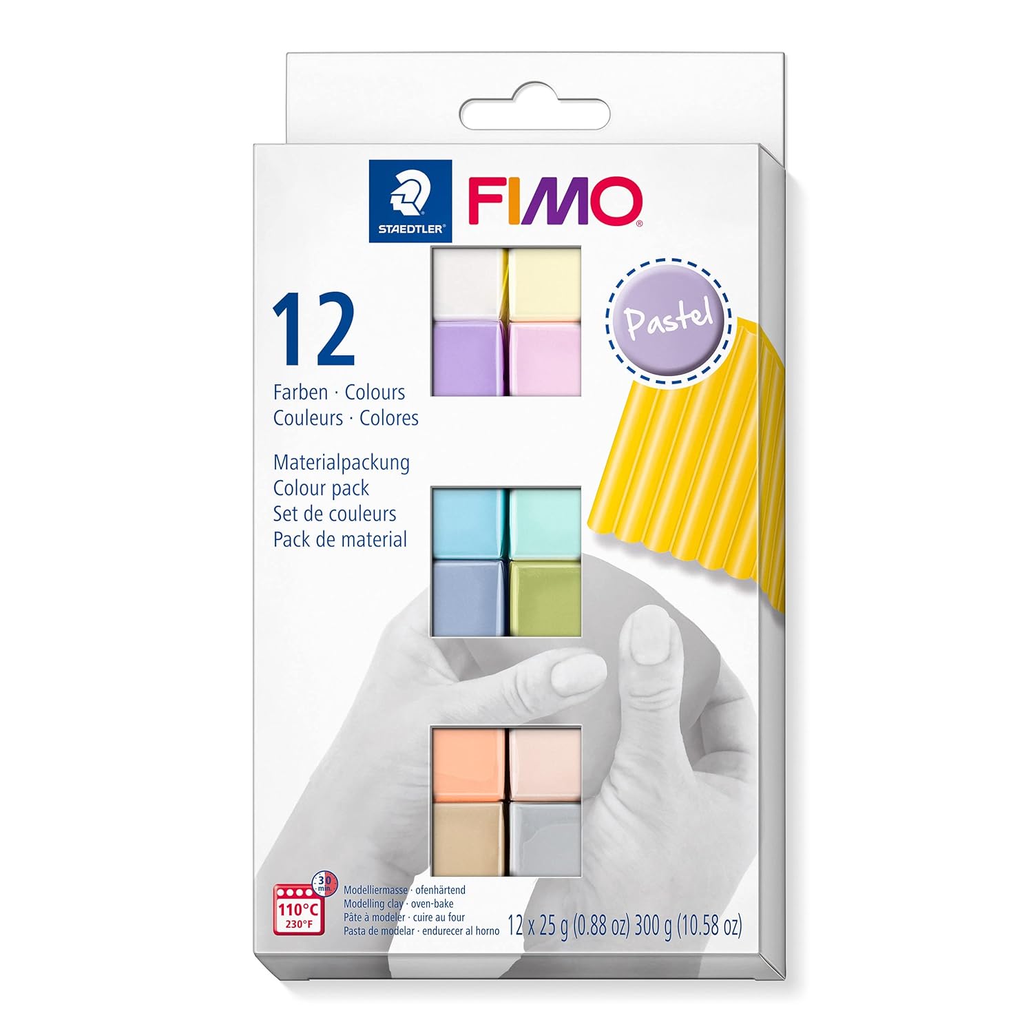 Staedtler Fimo 8023 C12-3 MP Fimo Soft Modelleme Kili Pastel Renkler (25 gr X 12 Blok)